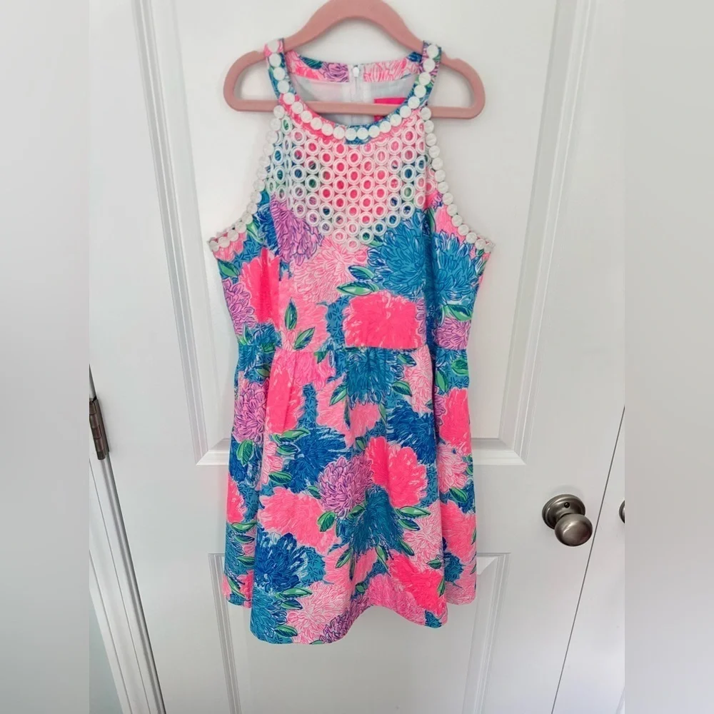 Lilly Pulitzer Girls Little Kinley Dress Beach House Blooms Size 14